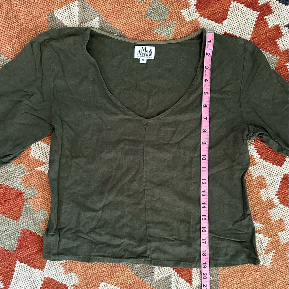 Me & Arrow V Neck Blouse In Moss - image 5
